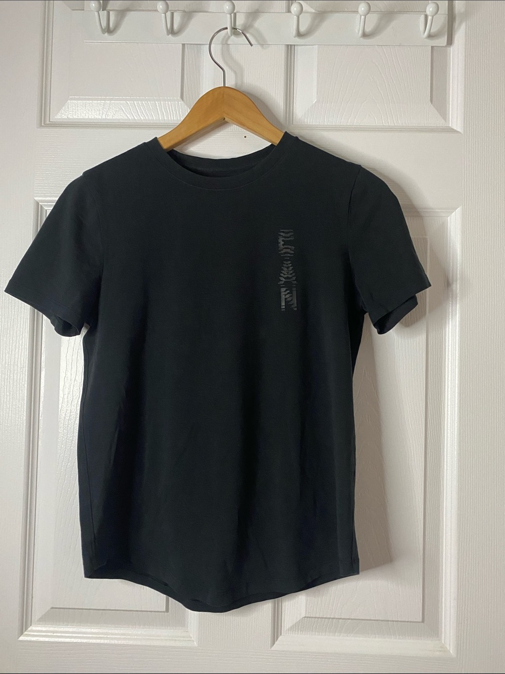 lululemon athletica Black Short Sleeve Crew Tee with Subtle Vertical Logo #12